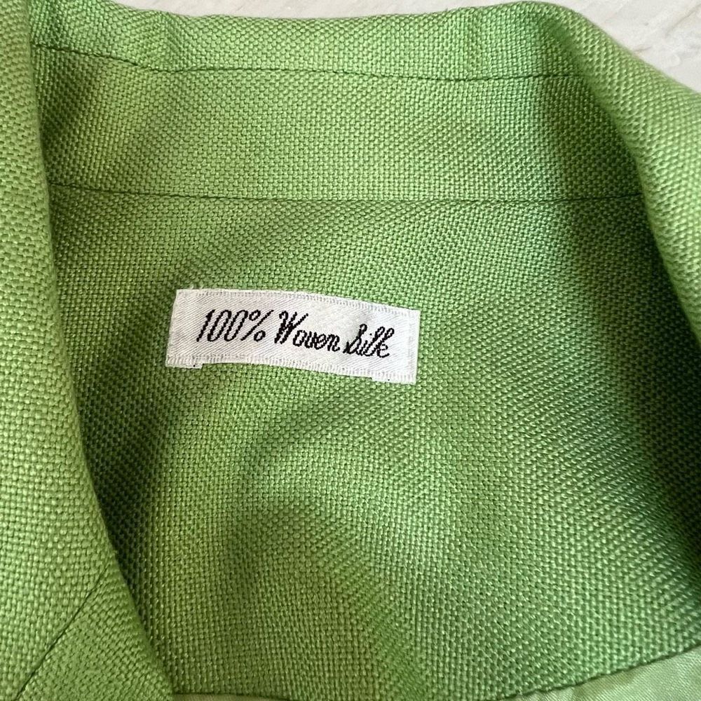 Ann May 100% woven silk green blazer jacket size 6 - Picture 3 of 9